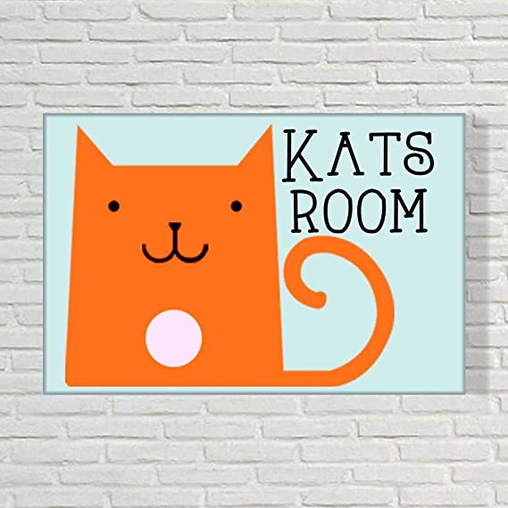Children's Custom Door Name Plate - Orange Cat - Image 2