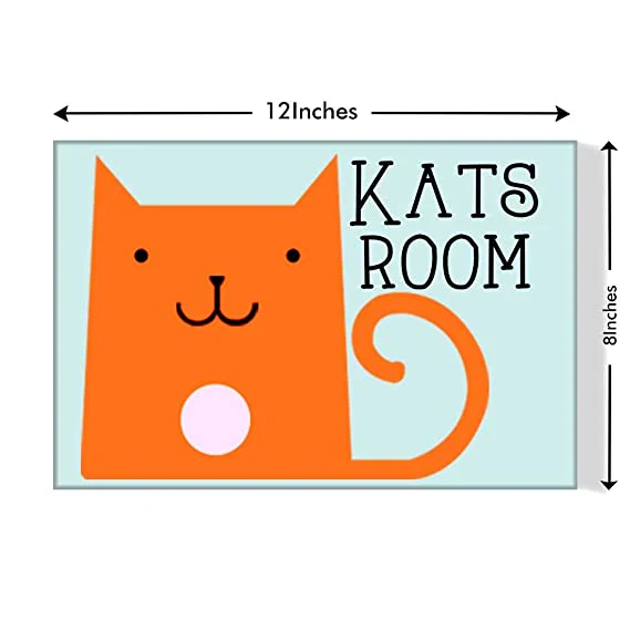 Children's Custom Door Name Plate - Orange Cat - Image 3