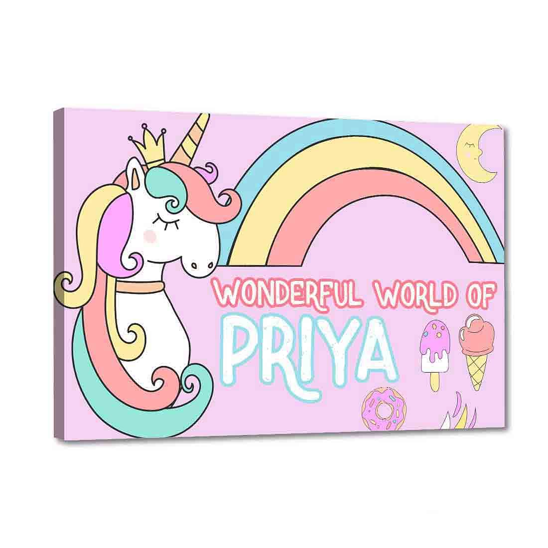 Custom-Made Name Plate for Kids - Magical Unicorn Rainbows - Image 2