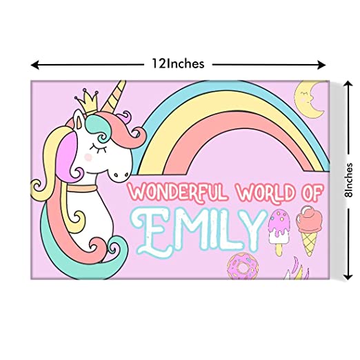 Custom-Made Name Plate for Kids - Magical Unicorn Rainbows - Image 4