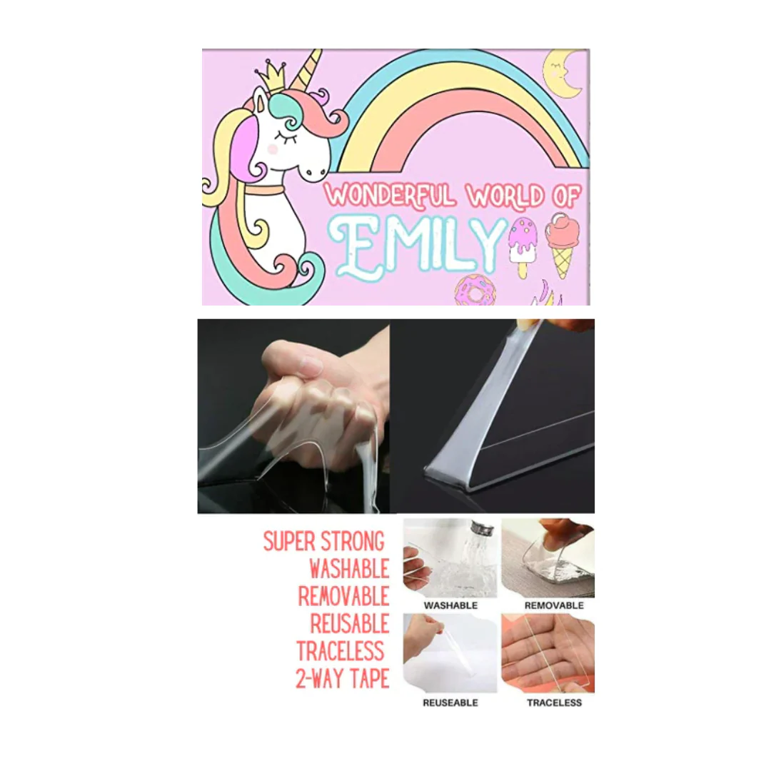 Custom-Made Name Plate for Kids - Magical Unicorn Rainbows - Image 5