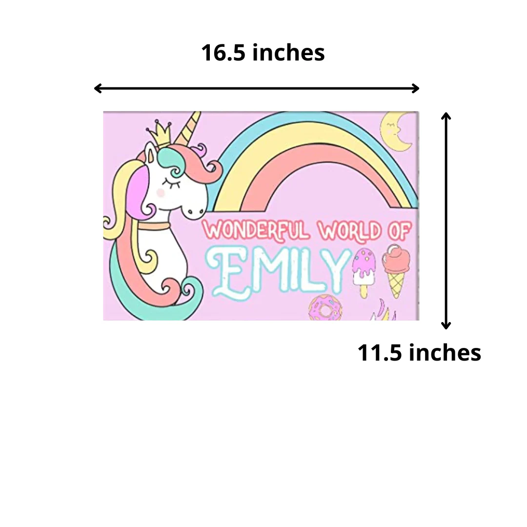 Custom-Made Name Plate for Kids - Magical Unicorn Rainbows - Image 6