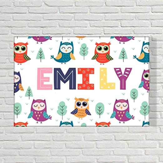 Children's Customized Room Name Plate - Owl & Tree