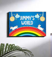 Children's Custom Room Name Plate - Rainbow & Unicorn