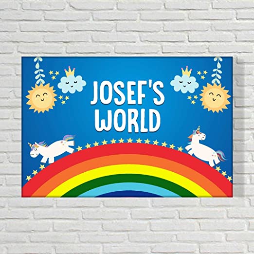 Children's Custom Room Name Plate - Rainbow & Unicorn - Image 3