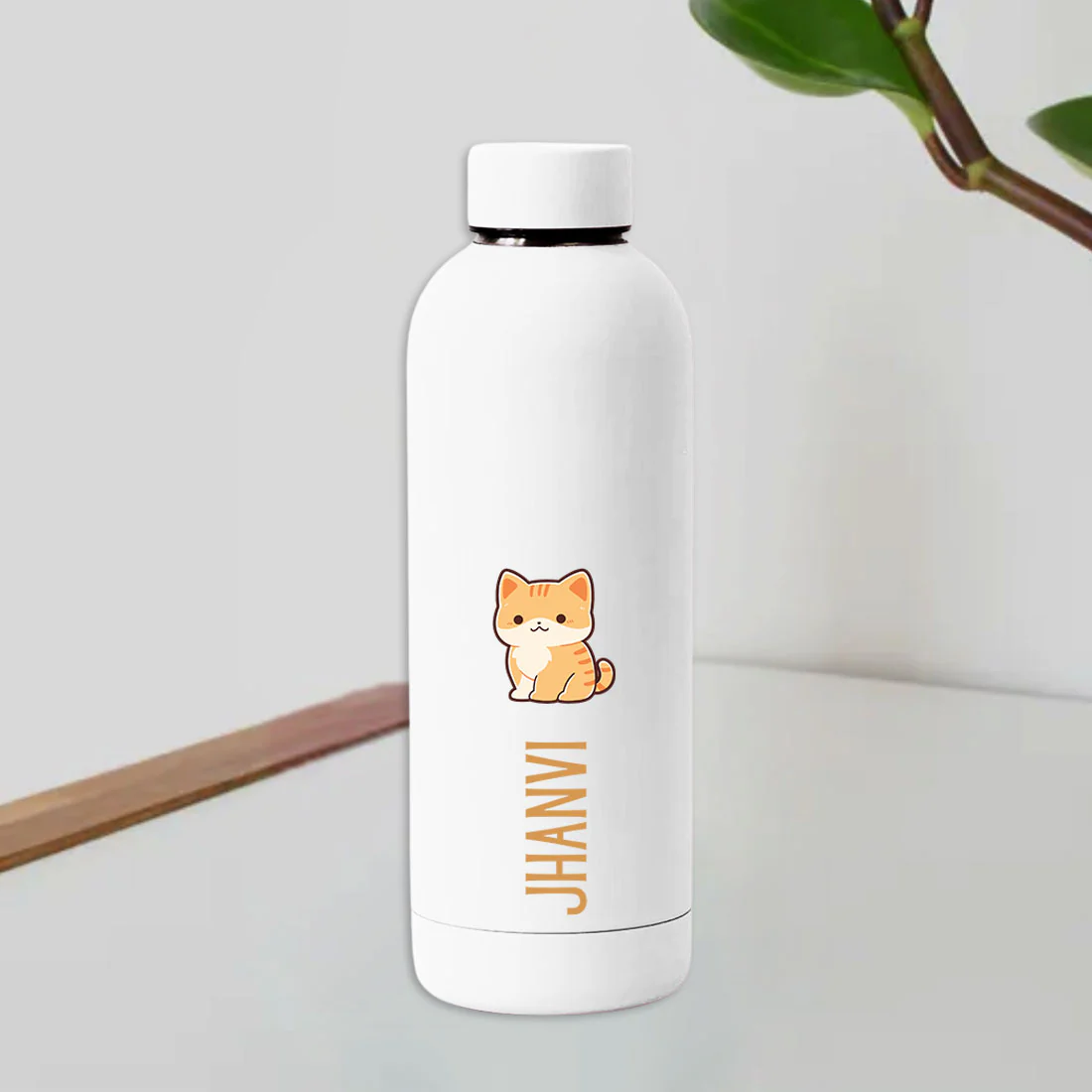 Childrens Personalised Drink Bottles with Name-Double Insulated Bottle for Travel, Shool, Home - BPA Free, Leakproof - Cat Design - Image 29