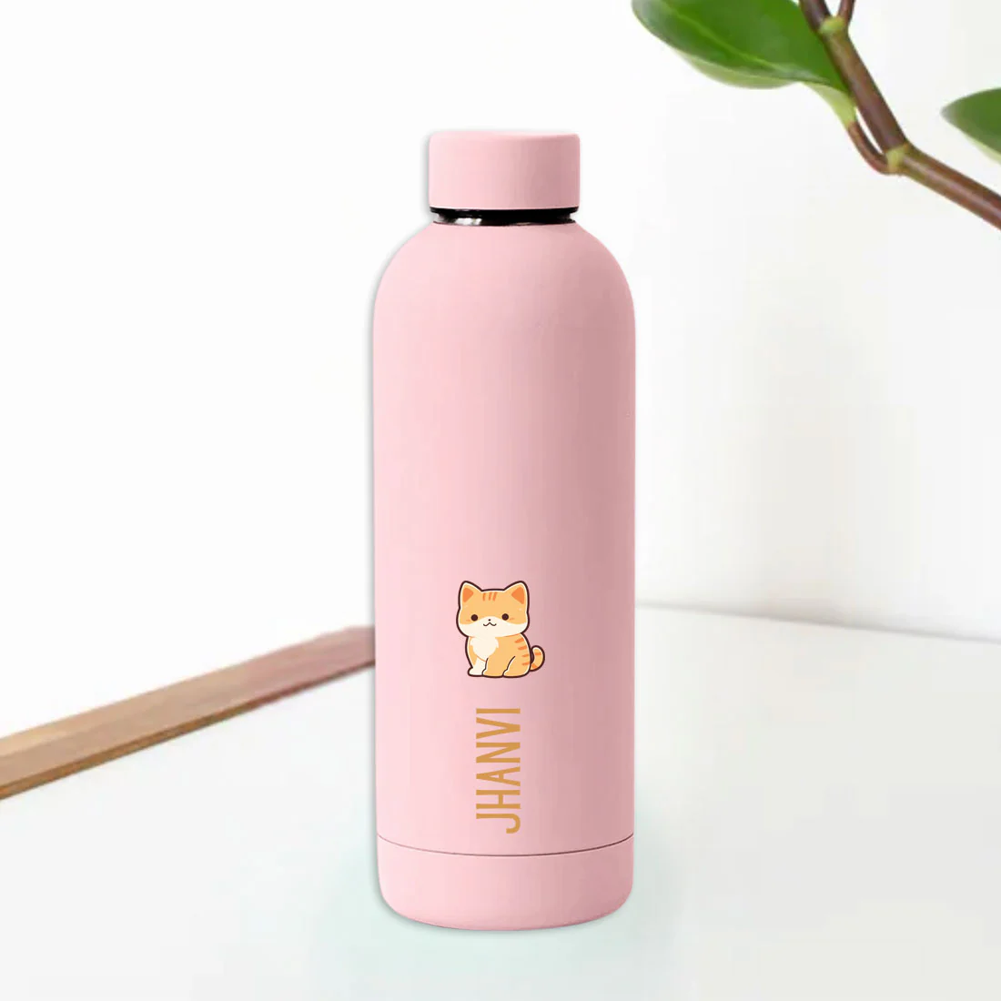 Childrens Personalised Drink Bottles with Name-Double Insulated Bottle for Travel, Shool, Home - BPA Free, Leakproof - Cat Design - Image 36
