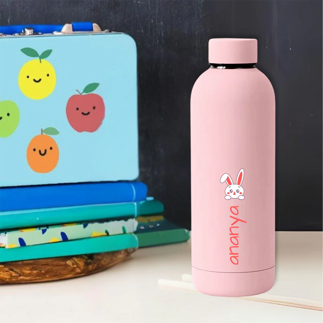 Childrens Personalised Water Bottle with Name-Double Insulated Bottle for Travel, Shool, Home - BPA Free, Leakproof - Rabbit Design - Image 10