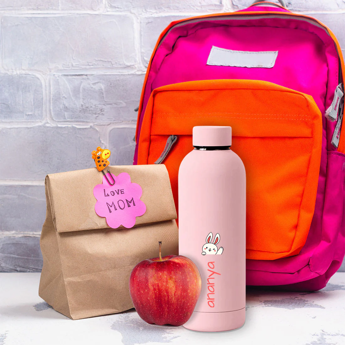 Childrens Personalised Water Bottle with Name-Double Insulated Bottle for Travel, Shool, Home - BPA Free, Leakproof - Rabbit Design - Image 21