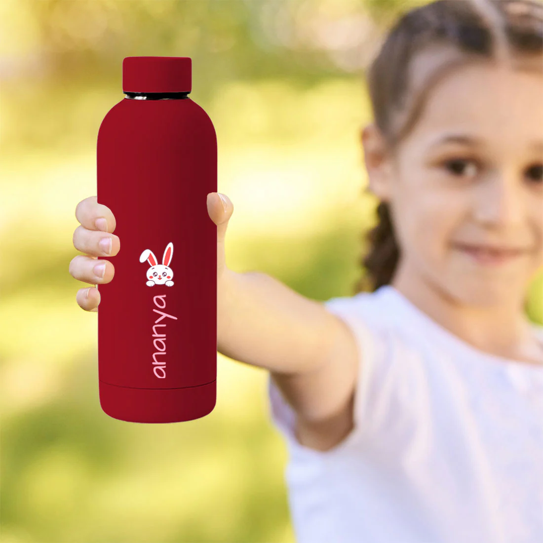 Childrens Personalised Water Bottle with Name-Double Insulated Bottle for Travel, Shool, Home - BPA Free, Leakproof - Rabbit Design - Image 26