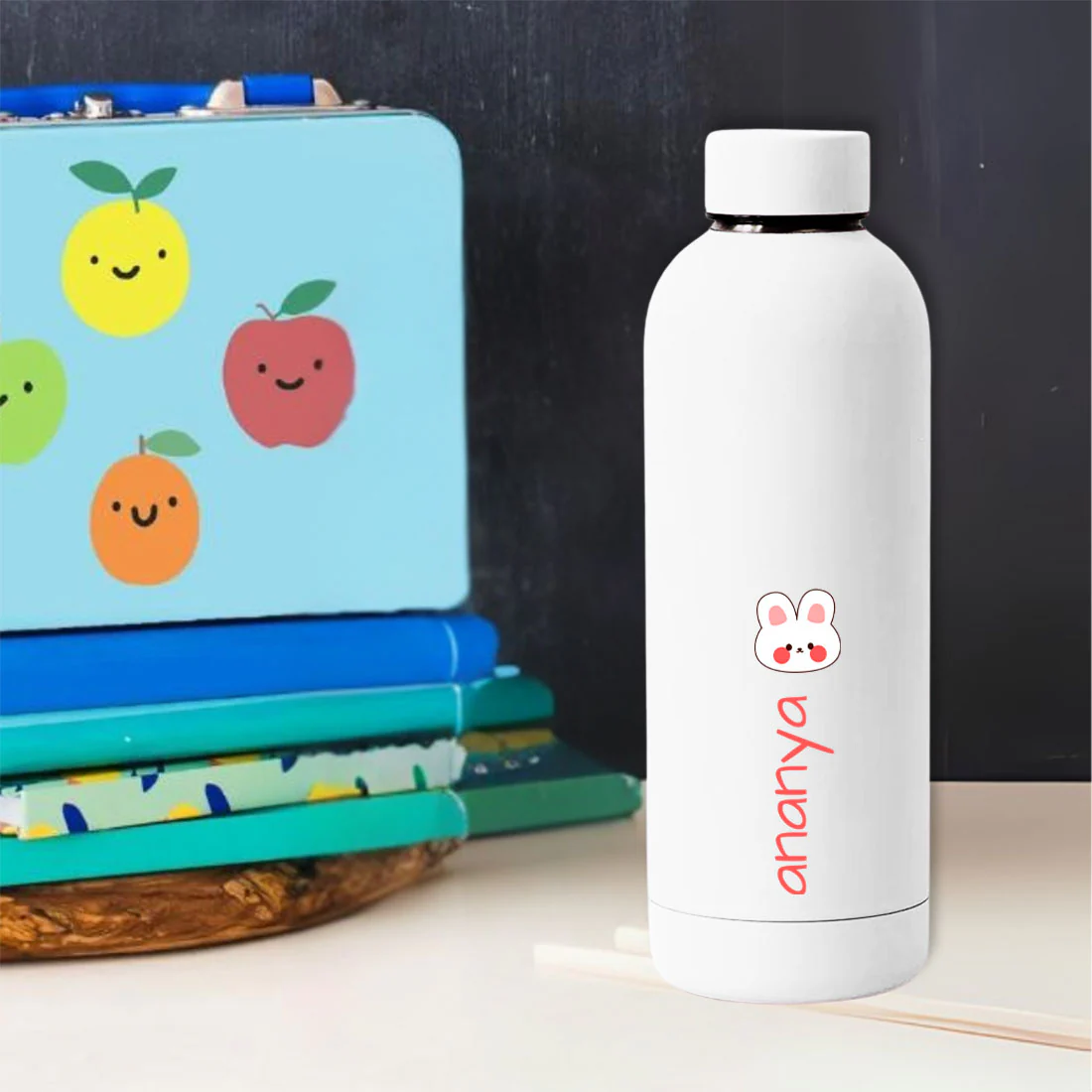 Childrens Personalised Water Bottle with Name-Double Insulated Bottle for Travel, Shool, Home - BPA Free, Leakproof - Rabbit Design - Image 36