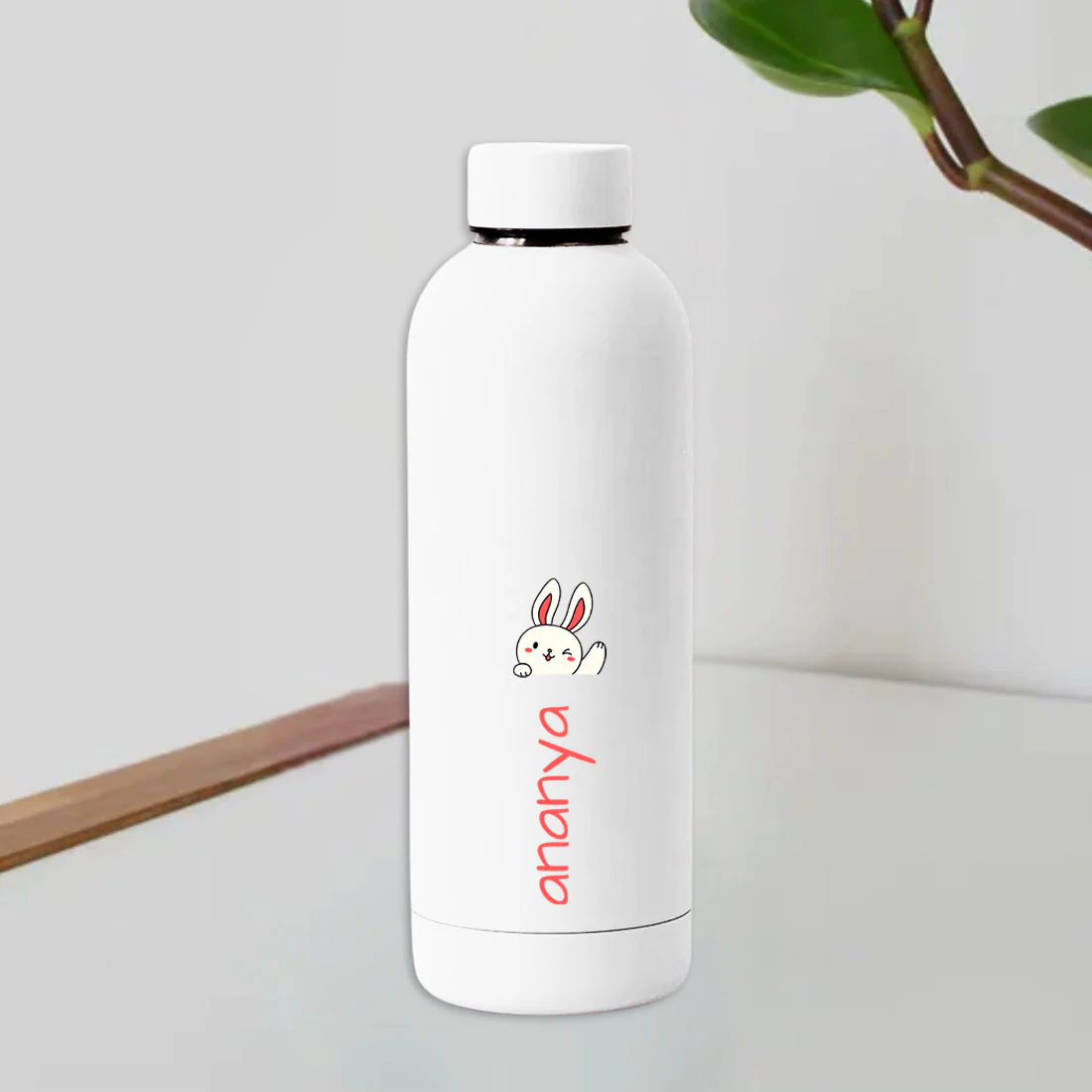 Childrens Personalised Water Bottle with Name-Double Insulated Bottle for Travel, Shool, Home - BPA Free, Leakproof - Rabbit Design - Image 44