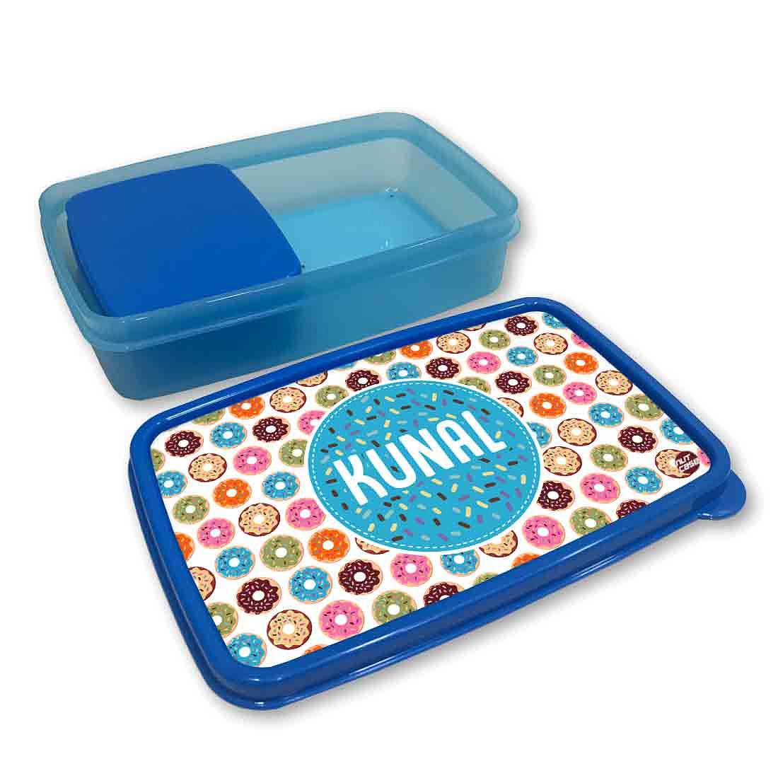 Personalised Snack Box for Boys Plastic Lunch Box - Sweet Doughnut - Image 3