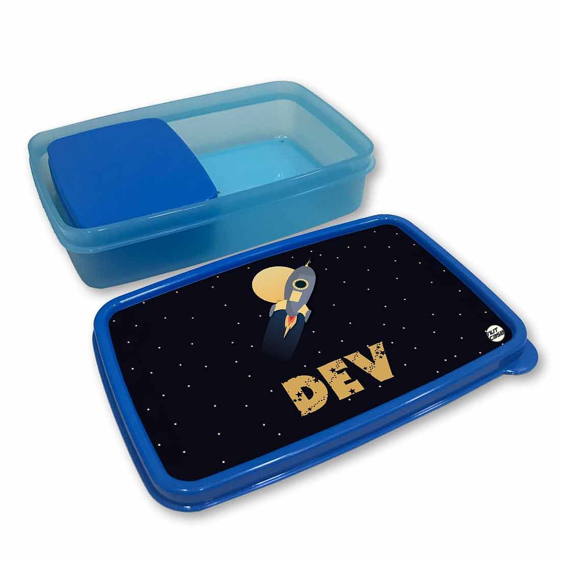 Personalized Snack Box for Kids Plastic Lunch Box for Boys -Space Rocket - Image 3