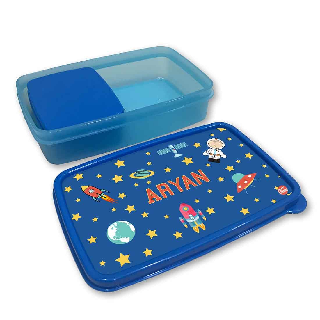 Personalized Snack Box for Kids Plastic Lunch Box for Boys - Space Boy - Image 3