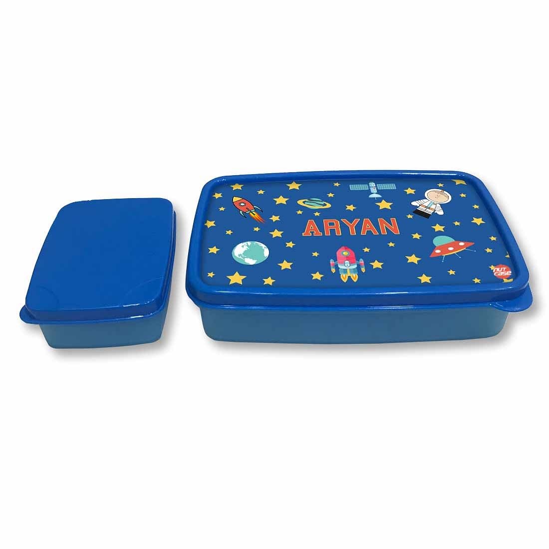 Personalized Snack Box for Kids Plastic Lunch Box for Boys - Space Boy - Image 4