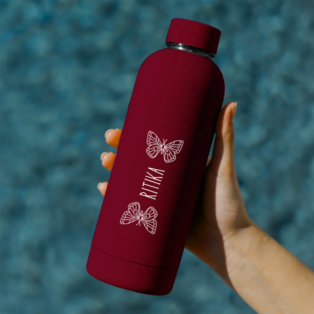 Childrens Stainless Steel Water Bottle with Name – BPA-Free, Leakproof, Double Insulated Thermos for School, Travel & Home - Butterfly Design