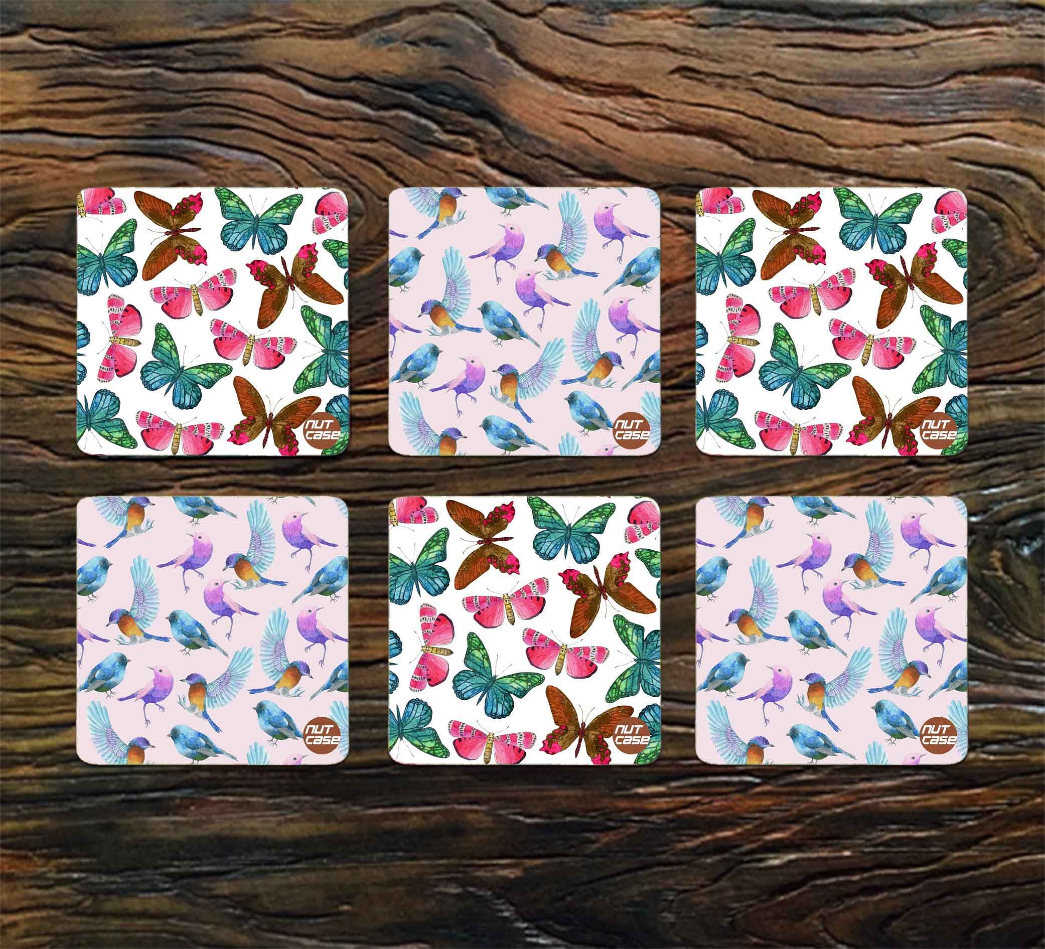Beautiful Design Metal Cool Drink Coasters Pack of 6 for Dining Table - Butterfly