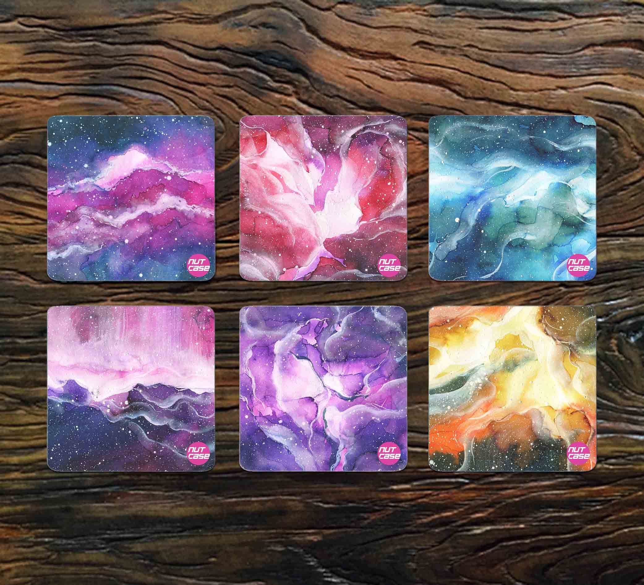 Metal Coasters for Restaurant Coffee Mugs Pack of 6 - Space