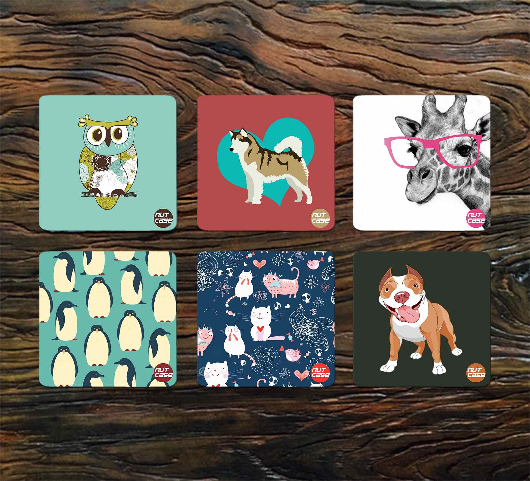 Funny Metal Coaster for Dining Table Pack of 6 - Cute Penguine