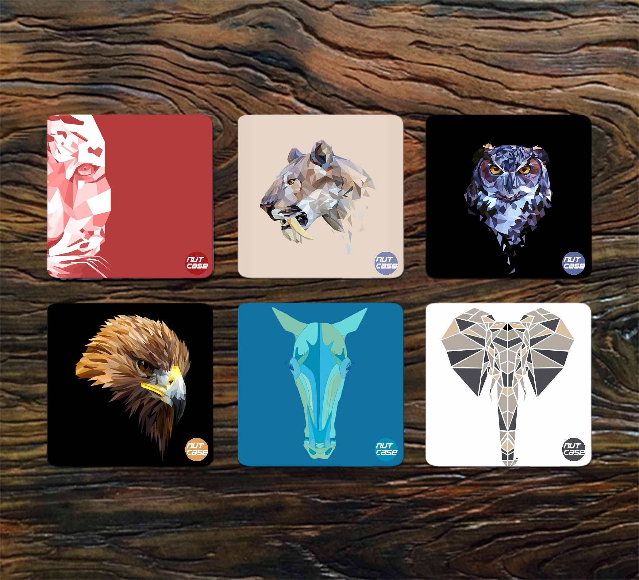 Designer Metal Coasters for Restaurant Pack of 6 - Animals