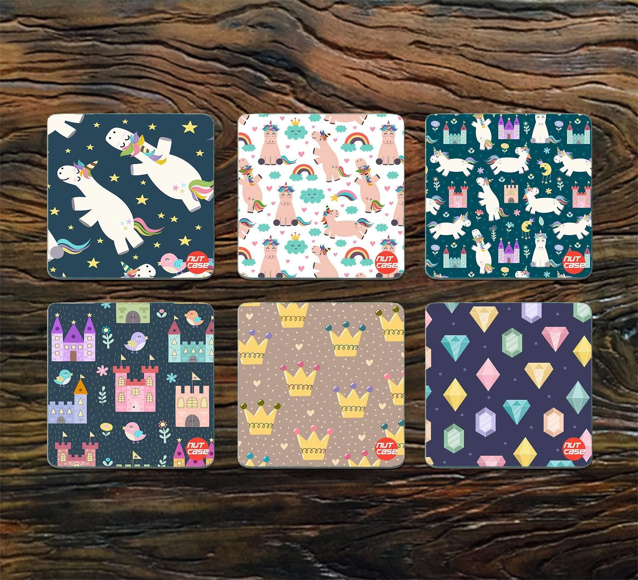 Kids Designer Metal Coaster Pack of 6 for Dining Table - Unicorn
