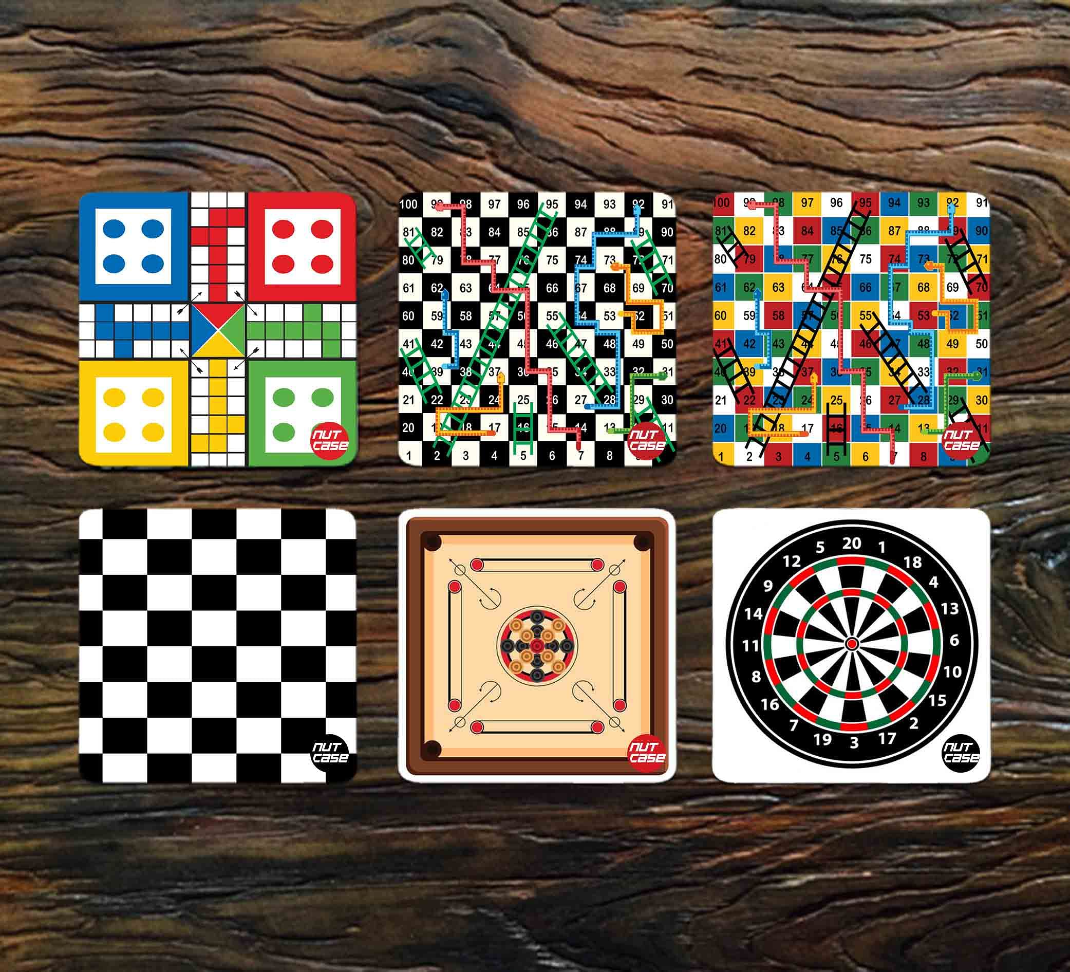 Nutcase Metal Coasters for Home Bar Cafe Restaurants - Board Games