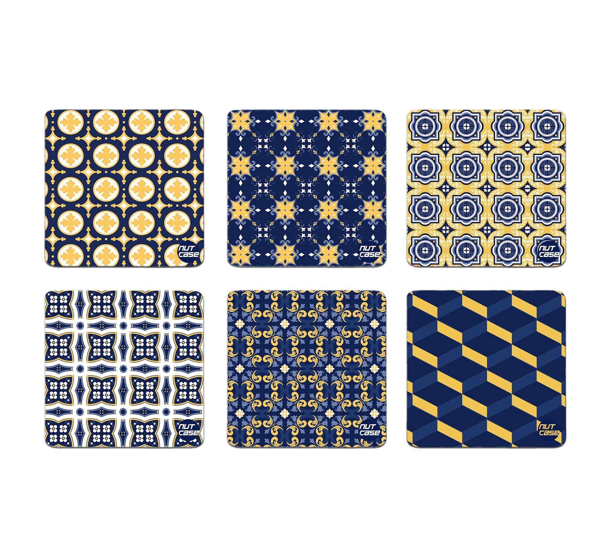 Metal Cool Coffee Coasters Pack of 6 for Dining Table - Spanish Tiles - Image 2