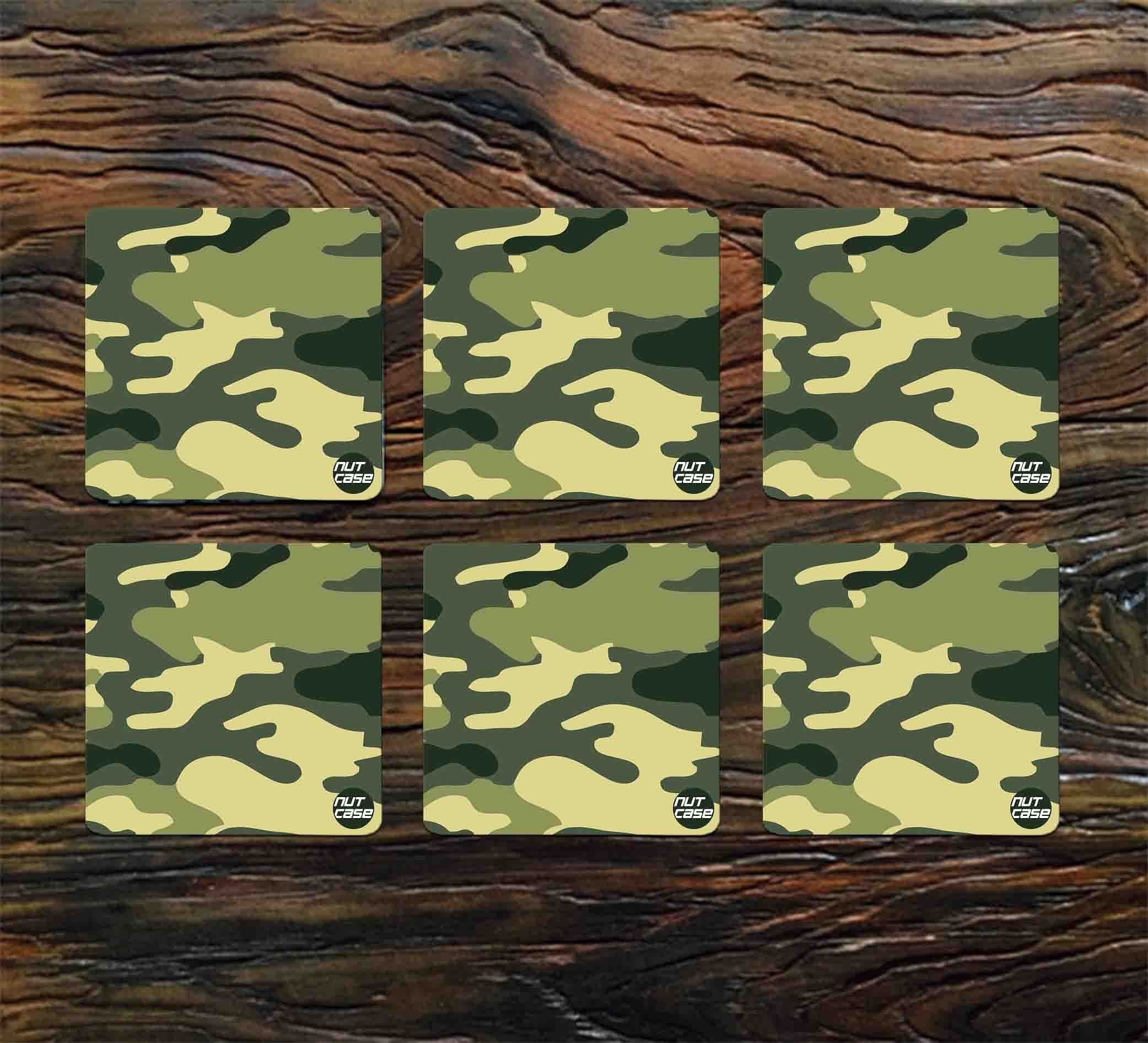 Metal Best Beer Coaster Pack of 6 for Hotel & Restaurant - Army Camo