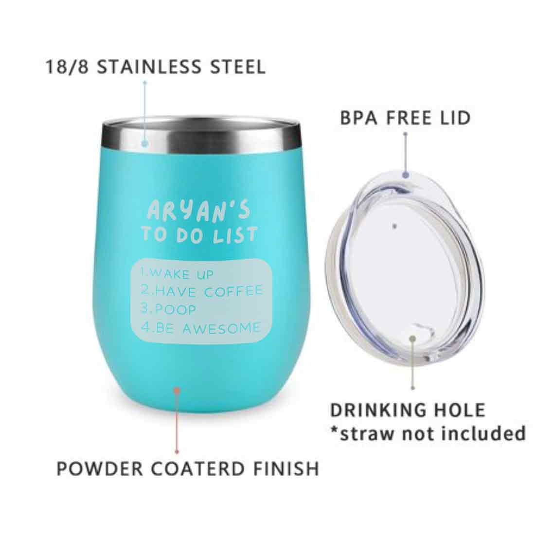 Engraved Personalized Stainless Steel Travel Coffee Cup With Lid for Office - To Do List - Image 18