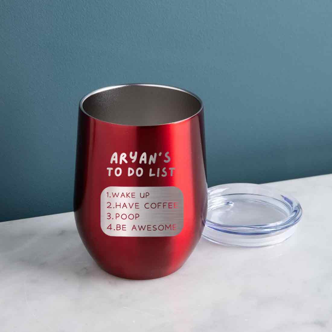Engraved Personalized Stainless Steel Travel Coffee Cup With Lid for Office - To Do List - Image 24
