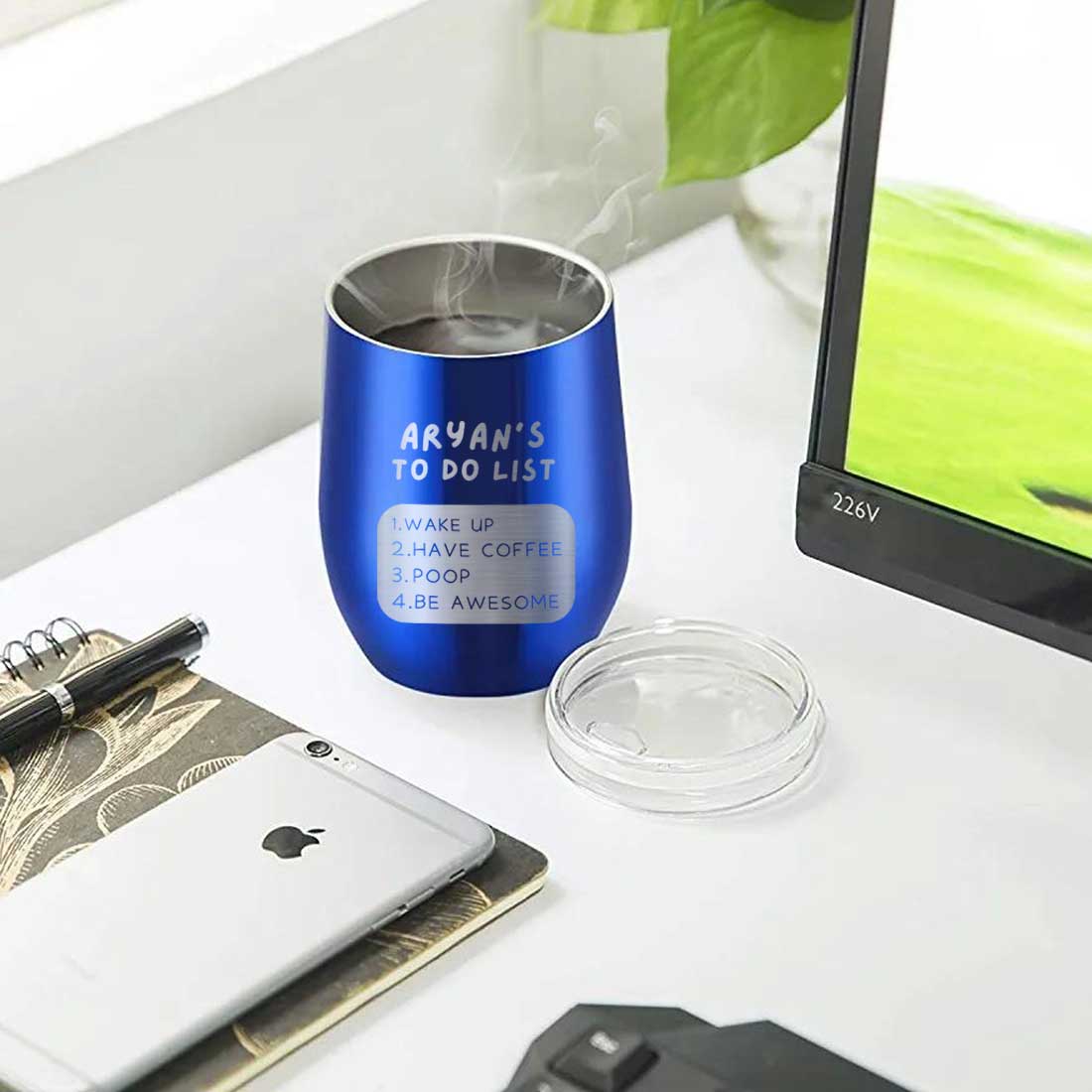 Engraved Personalized Stainless Steel Travel Coffee Cup With Lid for Office - To Do List - Image 29
