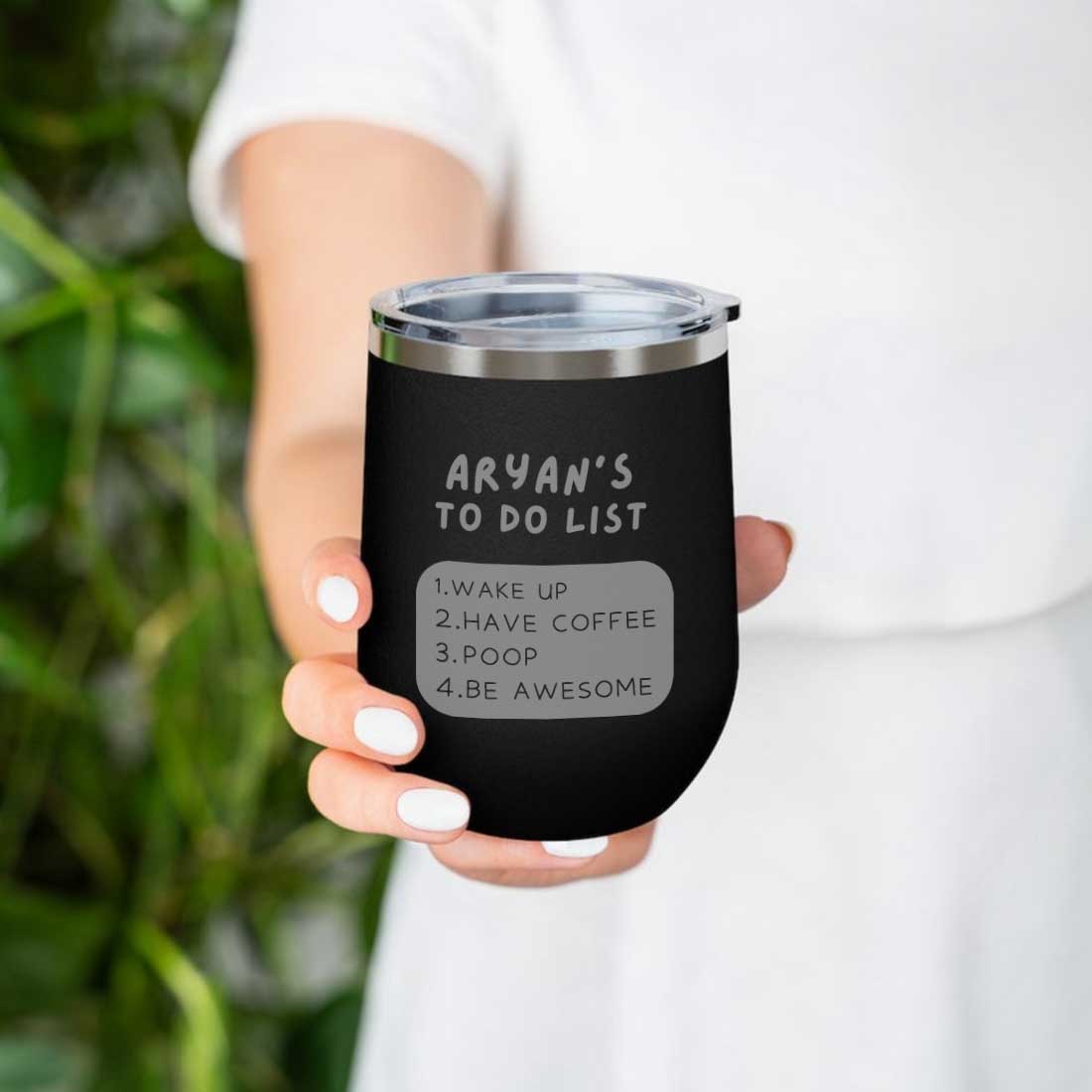 Engraved Personalized Stainless Steel Travel Coffee Cup With Lid for Office - To Do List - Image 4