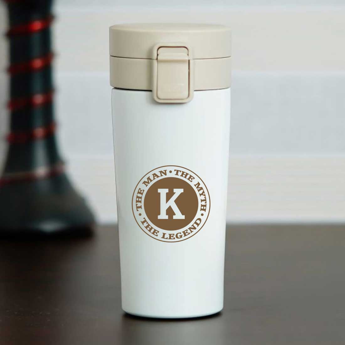 Personalised Coffee Cup With Lid for Office Travelling Portable Flask Sipper (380 ML) - Monogram - Image 9