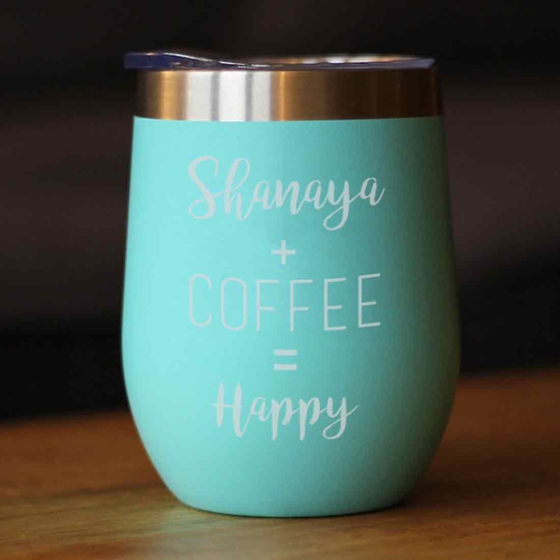 Personalized Coffee Cup with lid Name Engraved Stainless Steel Mug-Happy - Image 17