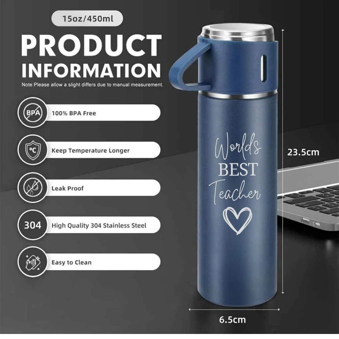 Coffee Flask 500ml Stainless Steel Thermos with 3 Cups-Perfect Teacher Day Gift - Image 4