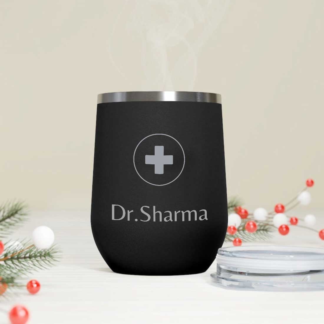 Personalized Stainless Steel Travel Coffee Flask Mug With Lid Gift for Doctor - Image 2