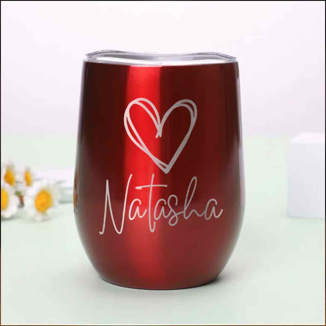 Customized Insulated Coffee Flask Mug With Name Engraved Design (350 ML) - Heart - Image 22