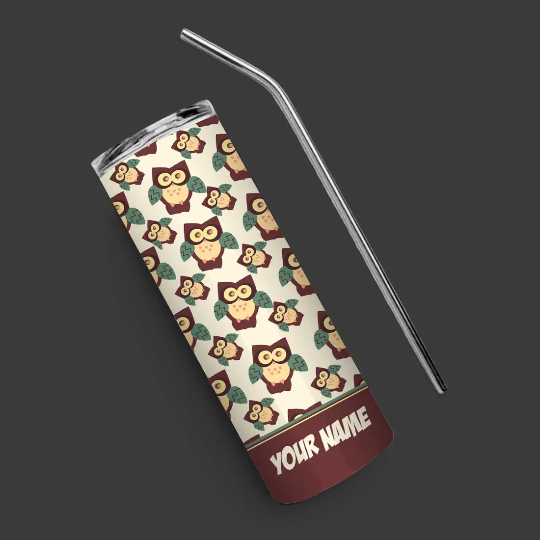 Nutcase Coffee Insulated Tumbler with Metal Straw - Personalized Stainless Steel Travel Mug 600ml - Image 2