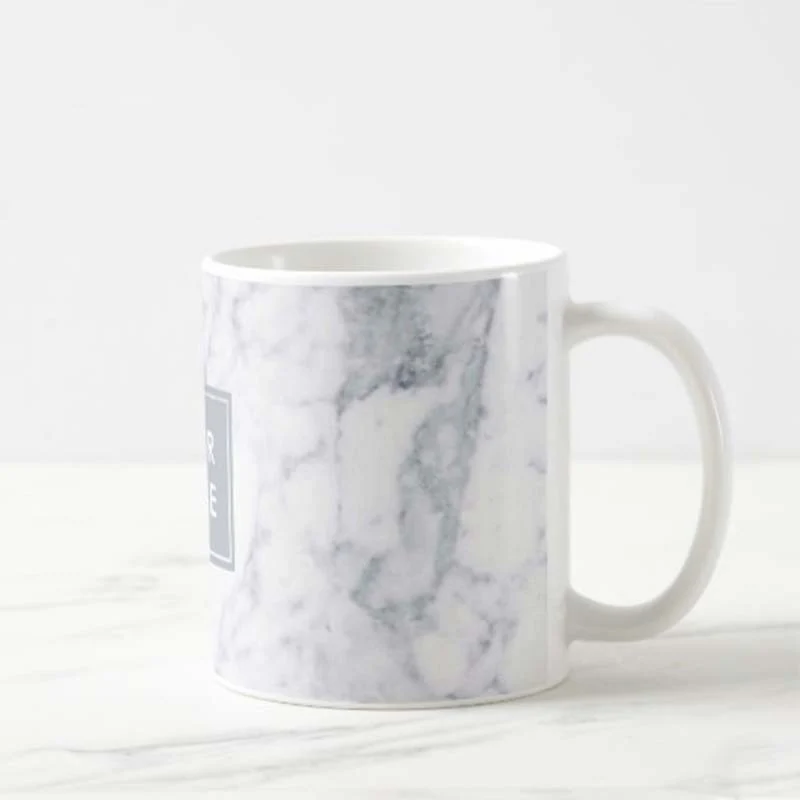 Personalized Coffee Travel Mugs - White Marble - Image 4