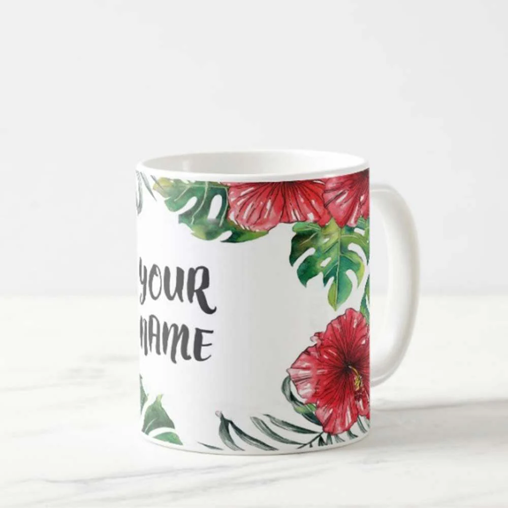 Personalized Coffee Mugs - Floral Leaves - Image 3