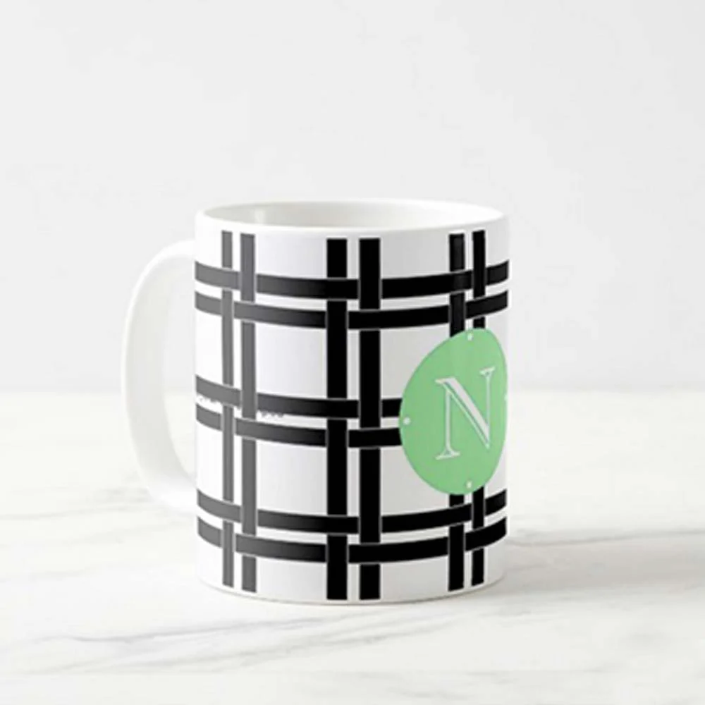 Personalized Cute Mugs - Checks Green - Image 2