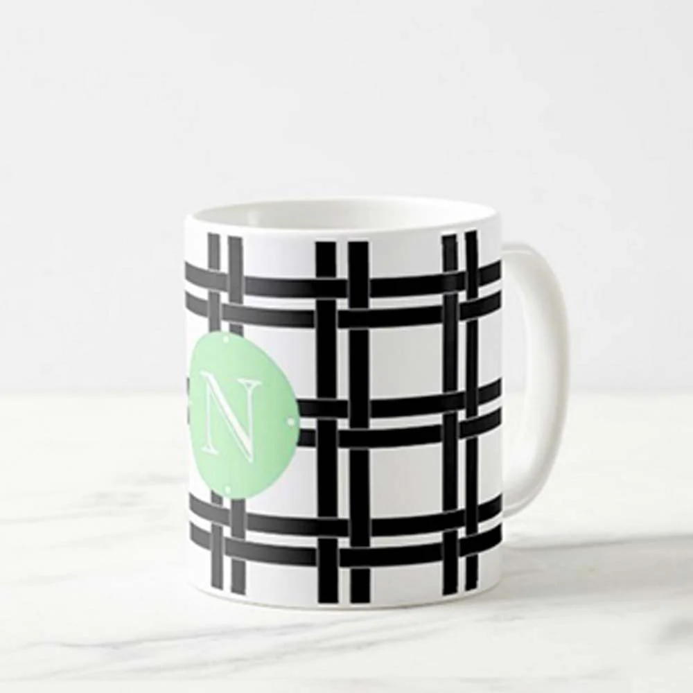 Personalized Cute Mugs - Checks Green - Image 3