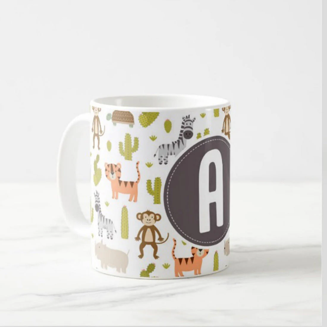 Custom Ceramic Coffee Mug Add Your Alphabet - Cactus - Image 2