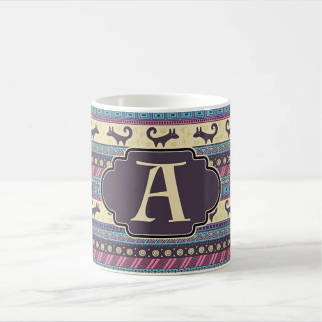 Personalised Coffee Cup - Pink Ethnic