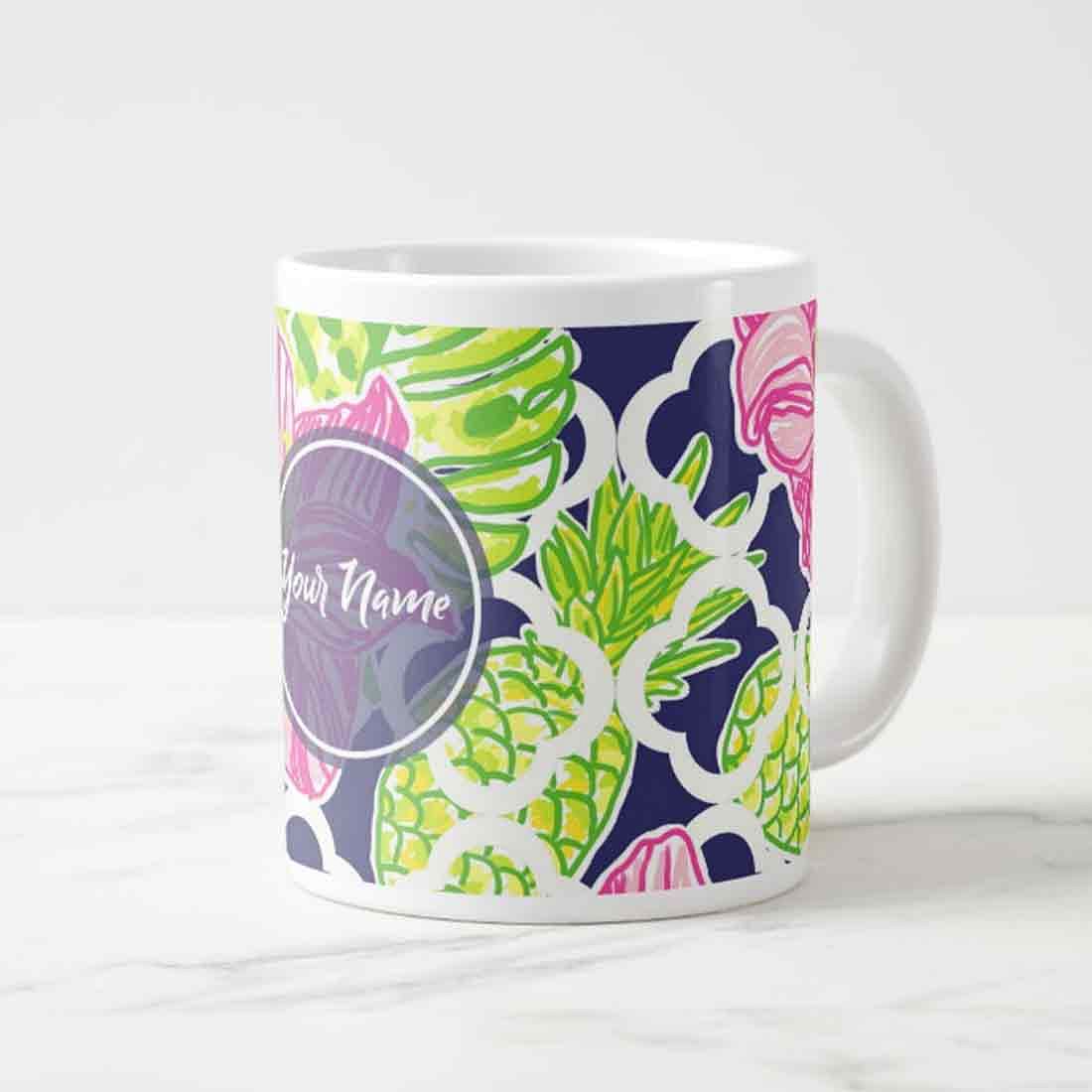 Personalized Coffee Cups - Blue Floral - Image 3