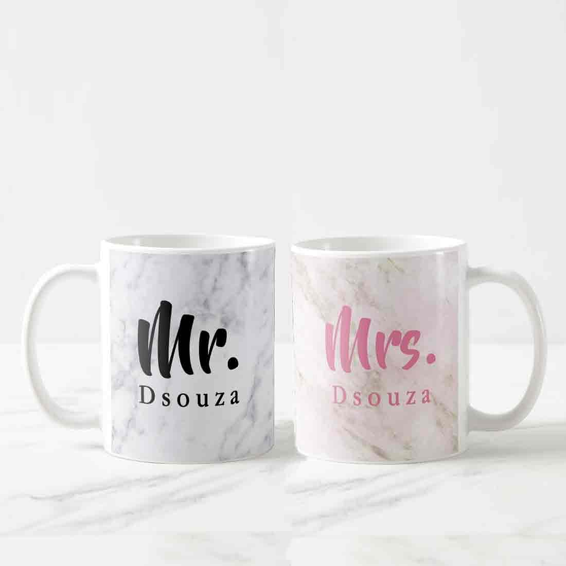 Personalised Beautiful Coffee Mugs - Mr & Mrs White Marble