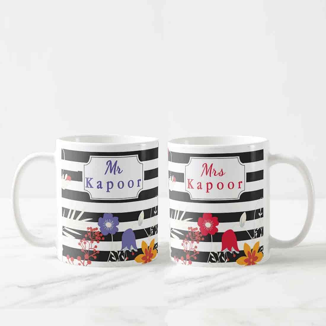 Custom Made Unique Mugs - Mr & Mrs Floral Strips