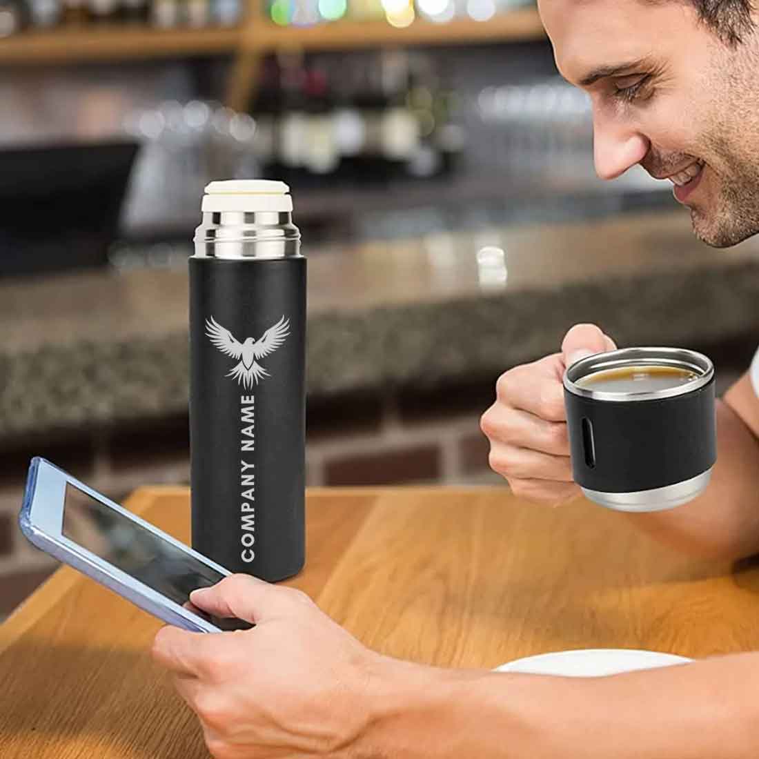 Coffee Tea Thermos with Logo - Vacuum Flask with 3 Cup For Corporate Gifting - Image 7