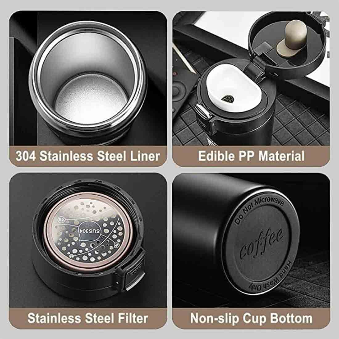 Engraved Personalized Coffee Tumbler Steel With Lid for Office Travel College - Happy - Image 5